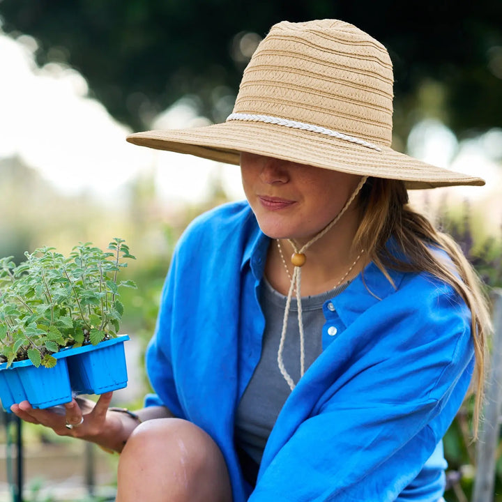 360FIVE Alltagshut – Aloe Fedora Garten-Strohhut mit breiter Krempe