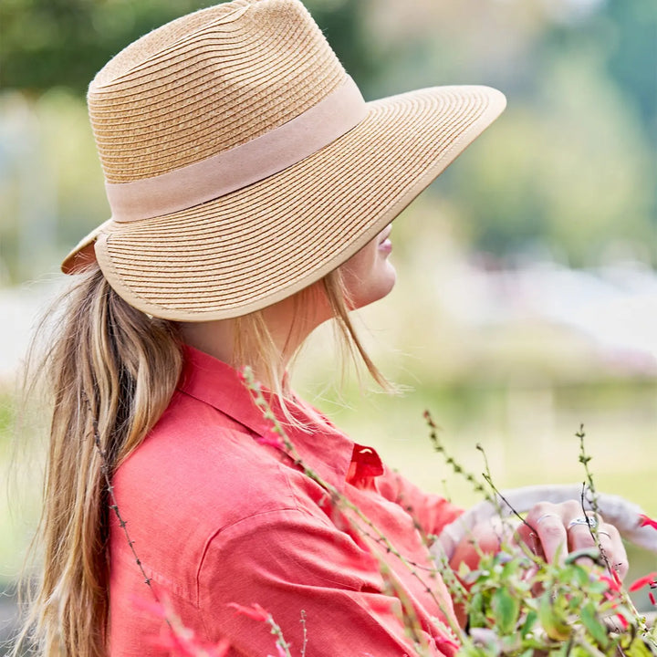360FIVE Everyday Hat – Butterfly Ponytail Fedora Gardening Damen-Sonnenhut mit breiter Krempe