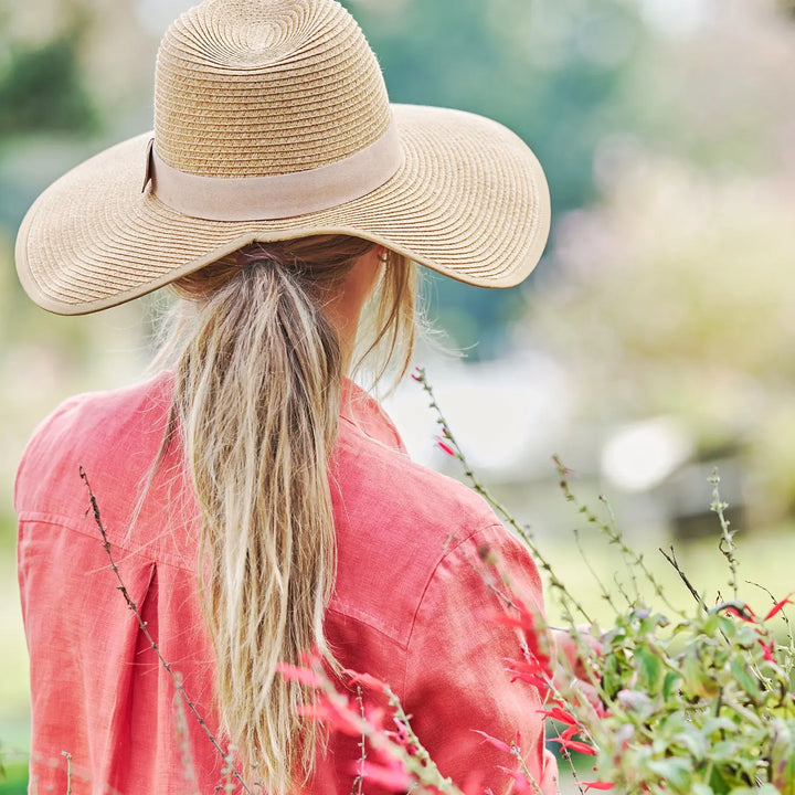 360FIVE Everyday Hat – Butterfly Ponytail Fedora Gardening Damen-Sonnenhut mit breiter Krempe