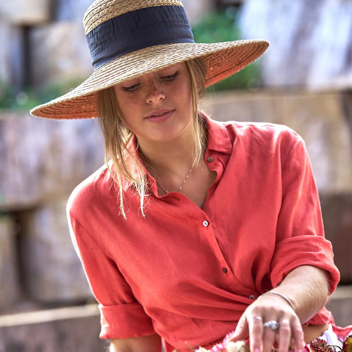 360FIVE Everyday Hat – Dahlia Gardening Damen-Sonnenhut aus Stroh mit breiter Krempe